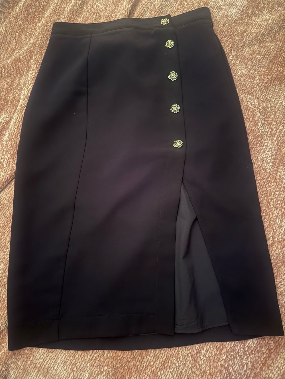 CeCe Black Button-Detail Pencil Skirt
